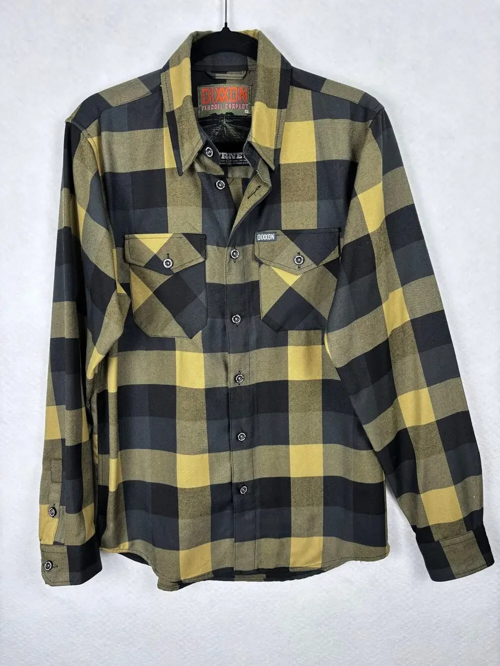 NWOT Dixxon Flannel Co The Journey Size Small Black Yellow Plaid Shirt